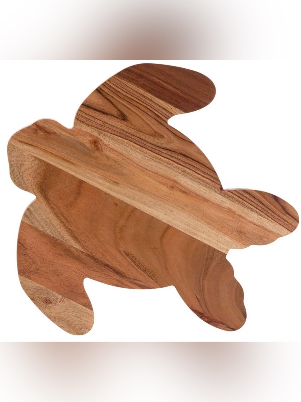 New Boston International Acacia Wood Cutting Board Tray Sea Turtle Shape